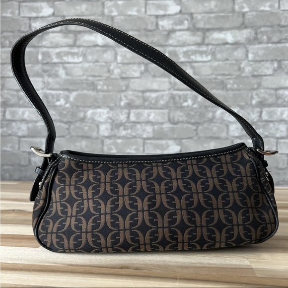 Vintage Y2K Fossil Shoulder Bag All Over Print Black and Brown Canvas - Picture 2 of 12